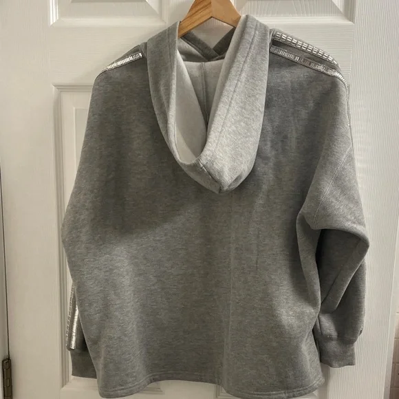 NWOT Urban Outfitters Oversized Grey Hoodie w/ Rhinestone Detailing Size XS - Picture 12 of 13